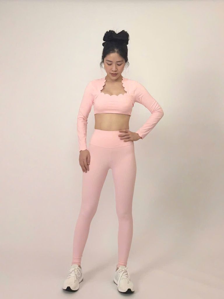 Bộ Đồ Tập Gym Yoga Nữ UNIQ Cool Peel - Áo Viền Sóng Tay Dài & Quần Legging Dài