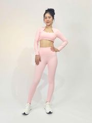 Bộ Đồ Tập Gym Yoga Nữ UNIQ Cool Peel - Áo Viền Sóng Tay Dài & Quần Legging Dài