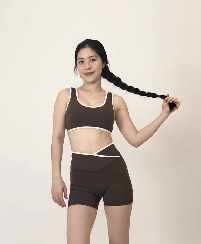 Bộ Đồ Tập Gym Yoga Nữ UNIQ Cool Peel - Áo Cổ Vuông Viền Trắng & Quần Legging Đùi Cạp Chéo