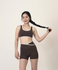 Bộ Đồ Tập Gym Yoga Nữ UNIQ Cool Peel - Áo Cổ Vuông Viền Trắng & Quần Legging Đùi Cạp Chéo