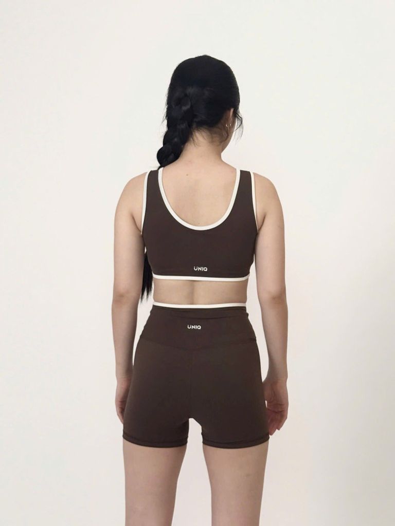 Bộ Đồ Tập Gym Yoga Nữ UNIQ Cool Peel - Áo Cổ Vuông Viền Trắng & Quần Legging Đùi Cạp Chéo