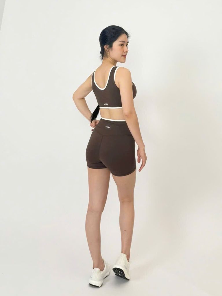 Bộ Đồ Tập Gym Yoga Nữ UNIQ Cool Peel - Áo Cổ Vuông Viền Trắng & Quần Legging Đùi Cạp Chéo