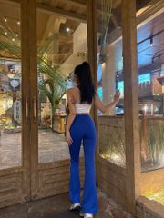 Quần Legging Gym Yoga Nữ UNIQ Cool Peel Cạp Cao Ống Loe Sọc Trắng