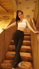 Quần Legging Gym Yoga Nữ UNIQ Cool Peel Cạp Cao Ống Loe Sọc Trắng