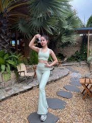 Bộ Đồ Tập Gym Yoga Nữ UNIQ Cool Peel - Áo Dây Đan & Quần Legging Ống Loe