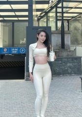 Bộ Đồ Tập Gym Yoga Nữ UNIQ Cool Peel - Áo Viền Sóng Tay Dài & Quần Legging Dài
