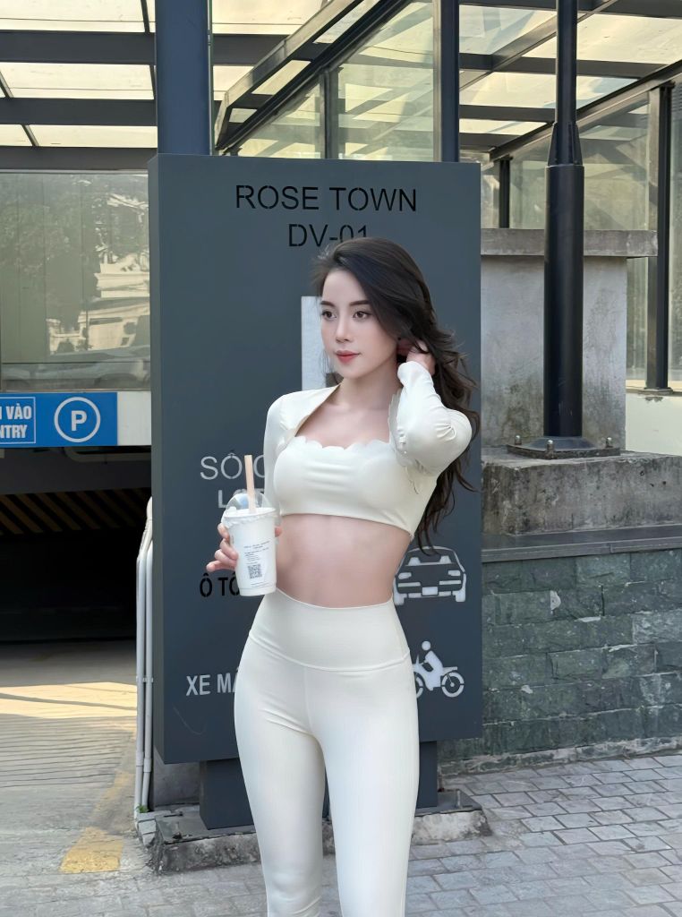 Bộ Đồ Tập Gym Yoga Nữ UNIQ Cool Peel - Áo Viền Sóng Tay Dài & Quần Legging Dài