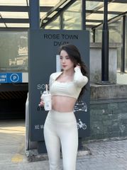 Bộ Đồ Tập Gym Yoga Nữ UNIQ Cool Peel - Áo Viền Sóng Tay Dài & Quần Legging Dài