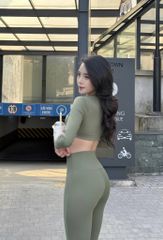 Bộ Đồ Tập Gym Yoga Nữ UNIQ Cool Peel - Áo Viền Sóng Tay Dài & Quần Legging Dài