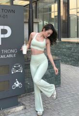 Bộ Đồ Tập Gym Yoga Nữ UNIQ Cool Peel - Áo Dây Đan & Quần Legging Ống Loe
