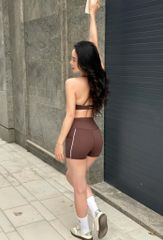 Bộ Đồ Tập Gym Yoga Nữ UNIQ Cool Peel - Áo Viền Trắng Dây Chéo Chữ V Ngược & Quần Legging Đùi