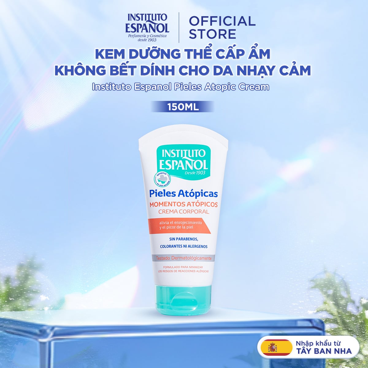  Kem Dưỡng Thể Cấp Ẩm Không Bết Dính Cho Da Nhạy Cảm Instituto Espanol Pieles Atopic Cream 150ml 