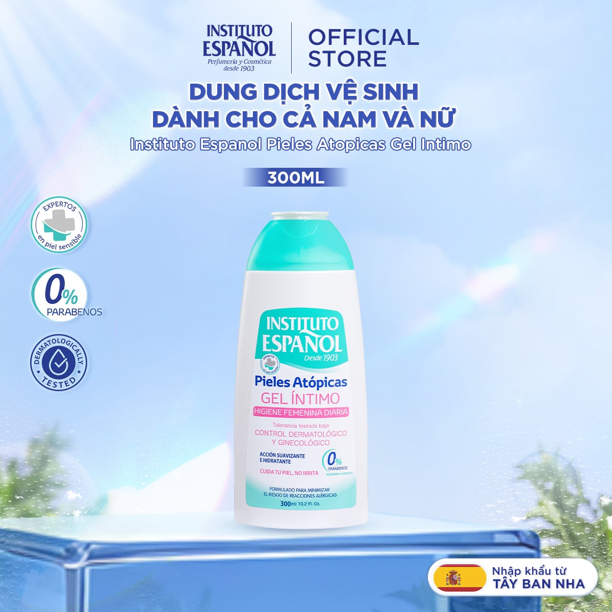  Dung Dịch Vệ Sinh Dành Cho Cả Nam Và Nữ Instituto Espanol Pieles Atopicas Gel Intimo 300ml 
