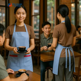  Tạp Dề Yếm Xanh Pastel Phối Đỏ 