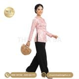  ÁO BÀ BA GẤM HỒNG HỌA TIẾT 