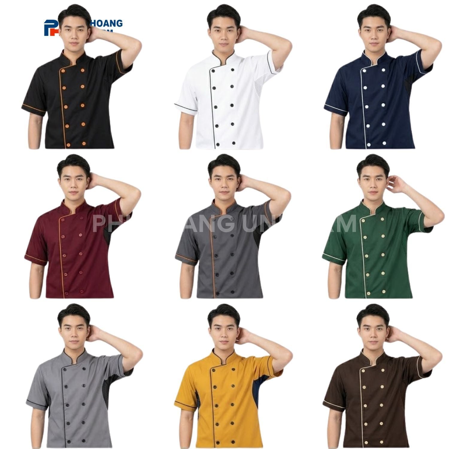  ÁO BẾP TAY NGẮN CÓ LƯỚI NÁCH 