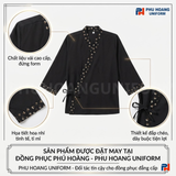  ÁO BẾP NHẬT ĐEN PHỐI HOA 