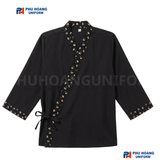  ÁO BẾP NHẬT ĐEN PHỐI HOA 