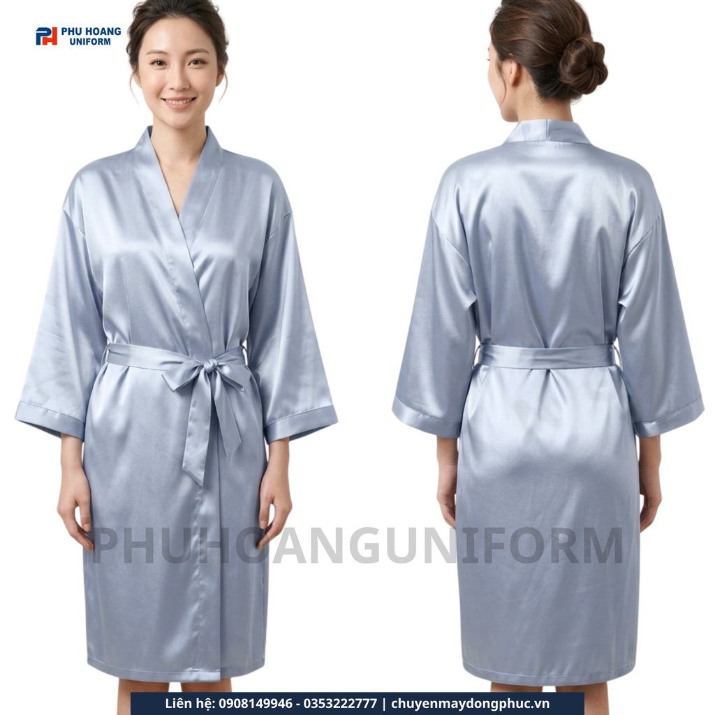 Áo Choàng Spa Màu Xám Xanh