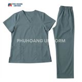  Bộ Đồ Spa Cổ Tim Màu Xám Xanh 