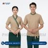  Đồng Phục Nhà Hàng Thái Be Vạt Chéo Phối Viền Thổ Cẩm Xanh Rêu 