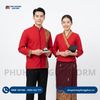 Đồng Phục Nhà Hàng Thái Đỏ Phối Gấm Vàng, Chân Váy Thổ Cẩm 