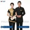  Đồng Phục Nhà Hàng Thái Đen Phối Gấm Vàng 