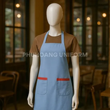  Tạp Dề Yếm Xanh Pastel Phối Đỏ 