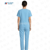  BỘ ĐỒ SPA CỔ TIM MÀU XANH NHẠT 