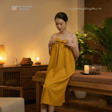  VÁY QUÂY SPA DÀNH CHO KHÁCH MÀU NÂU MAY SẴN 015 