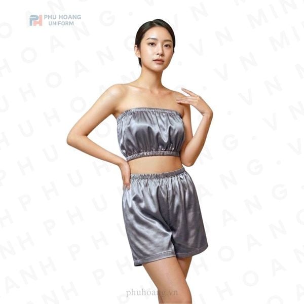 ÁO CHOÀNG SPA PHI LỤA XÁM