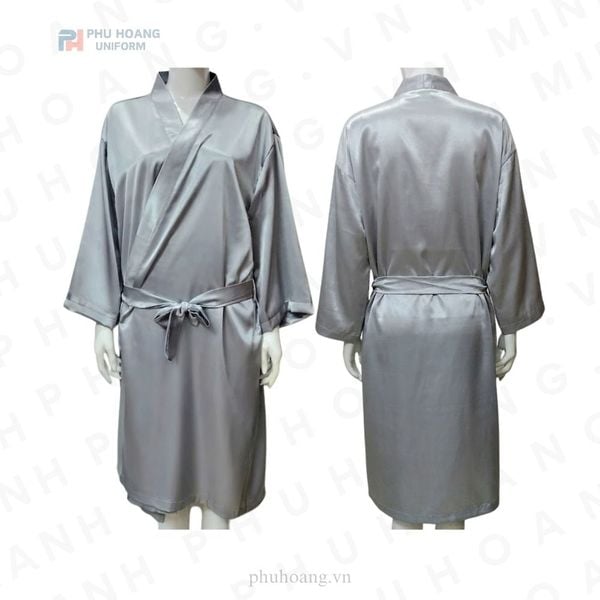 ÁO CHOÀNG SPA PHI LỤA XÁM