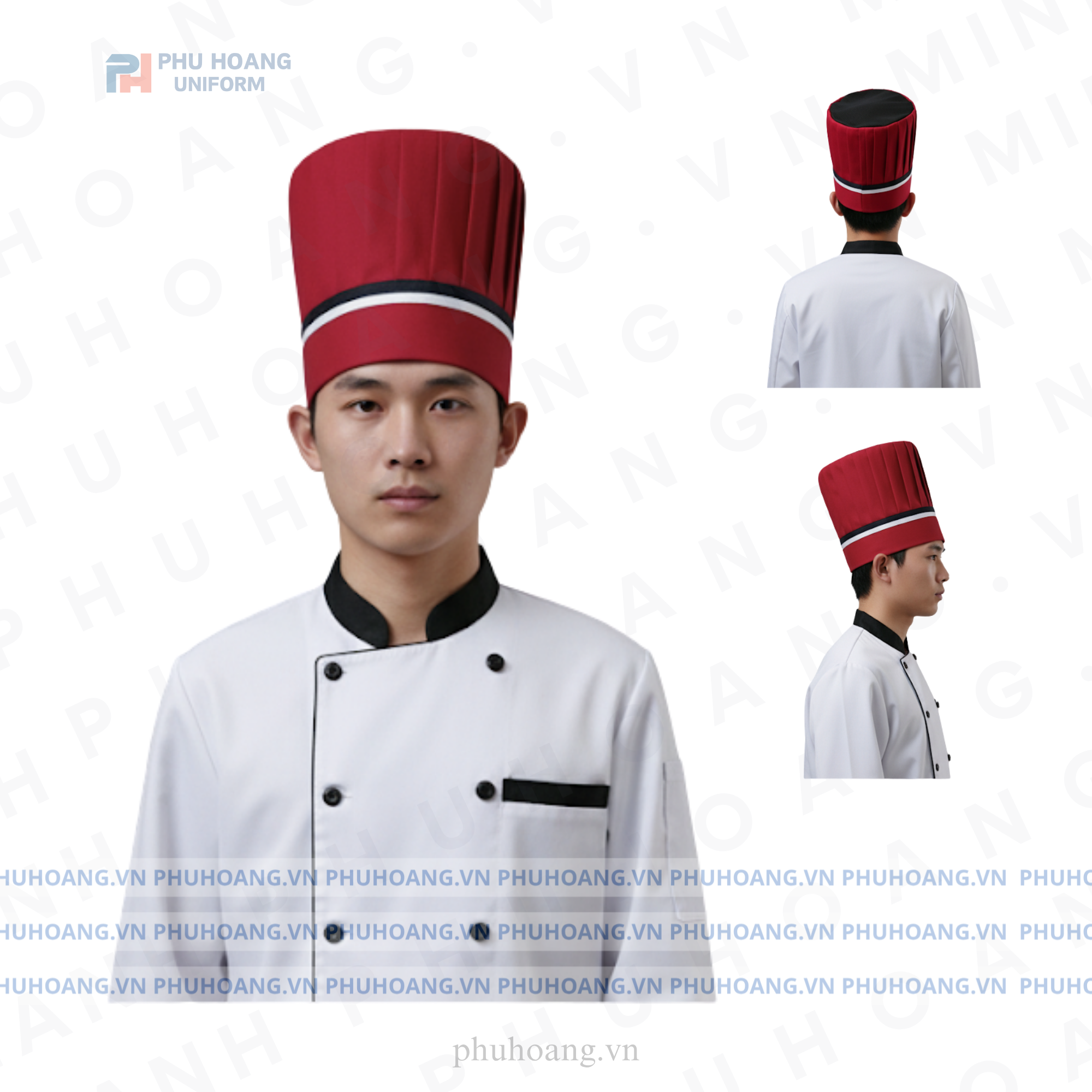  NÓN BẾP TRƯỞNG MÀU ĐỎ ĐÔ 