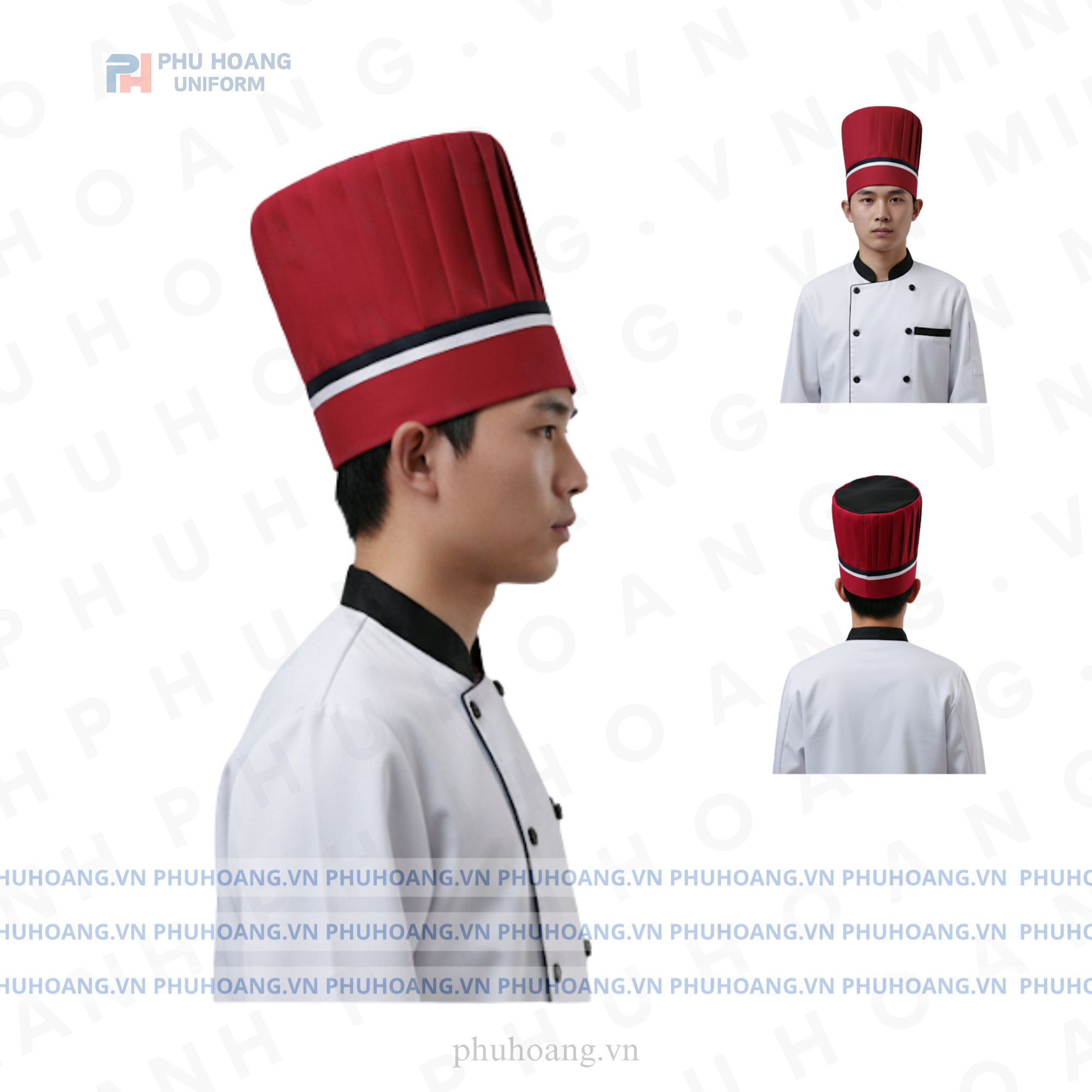  NÓN BẾP TRƯỞNG MÀU ĐỎ ĐÔ 