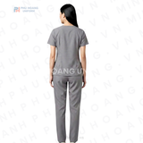  BỘ SCRUBS CỔ TIM MÀU XÁM 
