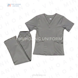  BỘ SCRUBS CỔ TIM MÀU XÁM 