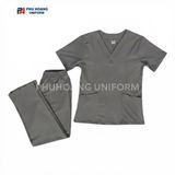  BỘ SCRUBS CỔ TIM MÀU GHI 