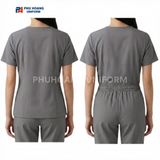  BỘ SCRUBS CỔ TIM MÀU GHI 