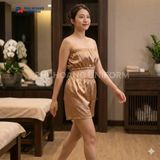  Bộ Quần Áo Quây Spa Cho Khách Màu Vàng Đồng 