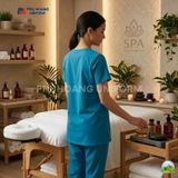  Bộ Spa Cổ Tim Màu Xanh Đậm 
