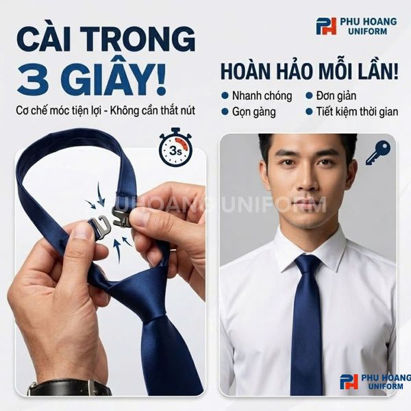Cà Vạt Thắt Sẵn Màu Xanh