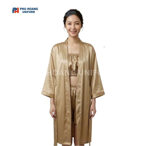 ÁO CHOÀNG SPA PHI LỤA VÀNG KIM