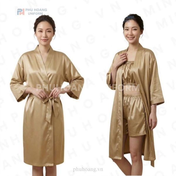 ÁO CHOÀNG SPA PHI LỤA VÀNG KIM
