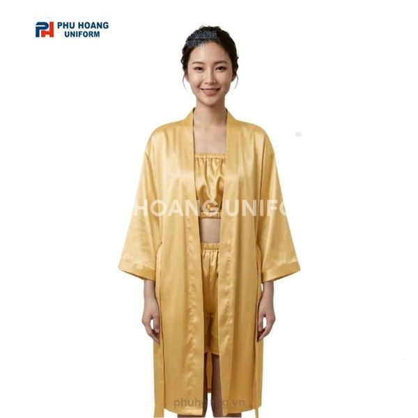 ÁO CHOÀNG SPA PHI LỤA VÀNG KIM