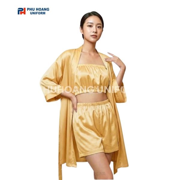 ÁO CHOÀNG SPA PHI LỤA VÀNG KIM