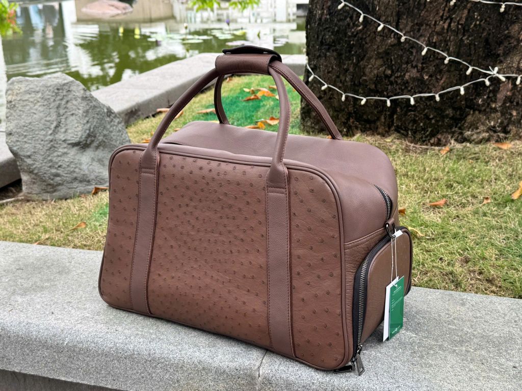 Túi Xách Tay Da Mix Đà Điểu GLSX Nâu LMT