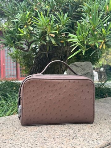 Túi Cầm Tay Da Mix Đà Điểu GLSX Nâu quai 2 chiều LMT