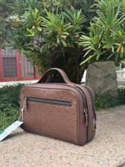 Túi Cầm Tay Da Mix Đà Điểu GLSX Nâu quai 2 chiều LMT