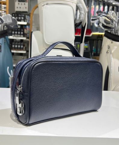 Túi Cầm Tay Da GLSX Mill Hạt Mix Vân cá (Quai 2 chiều) Xanh đen