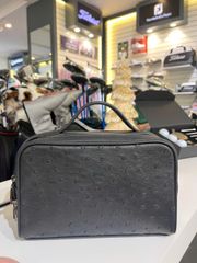 Túi Cầm Tay Da Mix Đà Điểu GLSX Đen quai 2 chiều LMT